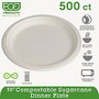 Eco-Products Sugarcane Plates - 10 inch; Diameter Plate - Sugarcane Fiber Plate - Microwave Safe - 500 Piece(s) / Carton
