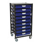 Storsystem Extra Wide Mobile Metal Rack, 9 Extra Wide Single-Depth Trays, 40 3/4 inch; x 21 7/8 inch; x 17 7/8 inch;, Dark Gray