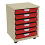 Storsystem Extra Wide Wood Storage Cabinet, 6 Single-Depth Trays, 20 3/8 inch; x 20 1/4 inch; x 18 3/4 inch;, Pearwood