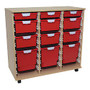Storsystem Standard Width Wood Storage Cabinet, Assorted Tray Sizes, 38 3/4 inch; x 41 3/8 inch; x 18 3/4 inch;, Pearwood