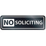 U.S. Stamp & Sign No Soliciting Window Sign - 1 Each - No Soliciting Print/Message - 8.5 inch; Width x 2.5 inch; Height - Rectangular Shape - Self-adhesive, Removable - White, Clear