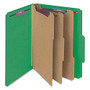 Smead; 3-Divider Top-Tab Classification Folders With SafeSHIELD; Coated Fasteners, Letter Size, 3 inch; Expansion, 50% Recycled, Green, Box Of 10