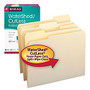 Smead; CutLess; And WaterShed;/CutLess; File Folders, Letter Size, 1/3 Cut, 30% Recycled, Manila, Box Of 100