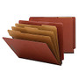 Smead; End-Tab Classification Folders, 8 1/2 inch; x 11 inch;, 3 Divider, 3 Partition, 60% Recycled, Red, Pack Of 10