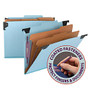 Smead; Hanging Pressboard Classification Folder With SafeSHIELD; Coated Paper Fastener, 2 Dividers, Letter Size, 30% Recycled, Blue