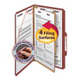 Smead; Pressboard Classification Folder With SafeSHIELD Fastener, 1 Divider, Legal Size, 60% Recycled, Red/Brown