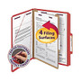 Smead; Pressboard Classification Folder with SafeSHIELD Fastener, 1 Divider, Letter Size, 50% Recycled, Bright Red