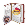Smead; Pressboard Classification Folder With SafeSHIELD Fastener, 1 Divider, Letter Size, 60% Recycled, Red/Brown