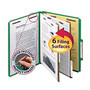 Smead; Pressboard Classification Folder with SafeSHIELD Fastener, 2 Dividers, Letter Size, 50% Recycled, Green