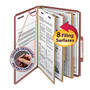 Smead; Pressboard Classification Folder With SafeSHIELD; Fastener, 3 Dividers, Legal Size, 60% Recycled, Red/Brown