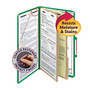 Smead; Pressboard Classification Folders With SafeSHIELD; Coated Fasteners, Legal Size, 60% Recycled, Green, Box Of 10