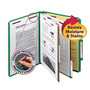 Smead; Pressboard Classification Folders With SafeSHIELD; Coated Fasteners, Letter Size, 60% Recycled, Green, Box Of 10