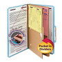 Smead; Pressboard Classification Folders With SafeSHIELD; Fasteners And 2 Pocket Dividers, Legal Size, 50% Recycled, Blue, Box Of 10