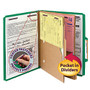 Smead; Pressboard Classification Folders With SafeSHIELD; Fasteners And 2 Pocket Dividers, Letter Size, 50% Recycled, Green, Box Of 10