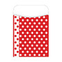 Barker Creek Peel & Stick Library Pockets, 3 1/2 inch; x 5 1/8 inch;, Red And White Dots, Pack Of 30