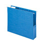 Smead; Hanging File Pocket With Tab, 2 inch; Expansion, 1/5-Cut Adjustable Tab, Letter Size, Sky Blue, Box of 25