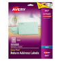 Avery; Easy Peel; Clear Inkjet Return Address Labels, 1/2 inch; x 1 3/4 inch;, Pack of 2,000