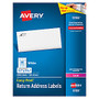 Avery; Easy Peel; EcoFriendly White Inkjet/Laser Return Address Labels, 2/3 inch; x 1 3/4 inch;, Box Of 8,000
