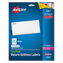 Avery; White Laser Return Address Labels, 1/2 inch; x 1 3/4 inch;, Box Of 2,000