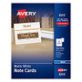 Avery; Inkjet Note Cards, 4 1/4 inch; x 5 1/2 inch;, White, Pack Of 60
