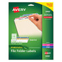 Avery; Color Removable Laser File Folder Labels, 2/3 inch; x 3 7/16 inch;, Assorted Colors, Box Of 750