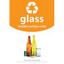Recycle Across America Glass Standardized Recycling Label, 10 inch; x 7 inch;, Orange