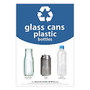 Recycle Across America Glass, Cans And Plastics Standardized Recycling Label, 10 inch; x 7 inch;, Blue