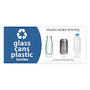 Recycle Across America Glass, Cans And Plastics Standardized Recycling Label, 4 inch; x 9 inch;, Blue