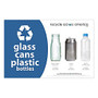 Recycle Across America Glass, Cans And Plastics Standardized Recycling Label, 5 1/2 inch; x 8 1/2 inch;, Blue