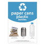 Recycle Across America Paper, Cans And Plastic Standardized Recycling Label, 10 inch; x 7 inch;, Light Blue