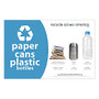 Recycle Across America Paper, Cans And Plastic Standardized Recycling Label, 5 1/2 inch; x 8 1/2 inch;, Light Blue