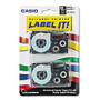Casio; XR1WE2S Black-On-White Tapes, 0.5 inch; x 26', Pack Of 2