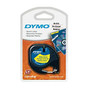 DYMO; LetraTag Plastic Label, 1/2 inch; x 13', Black On Yellow