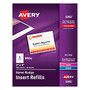 Avery; Laser Name Badge Inserts, 3 inch; x 4 inch;, Box Of 300