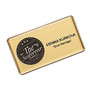 The Mighty Badge&trade; Name Badge Kit For Laser Printers, 1 1/2 inch; x 3 inch;, Gold, Pack Of 10
