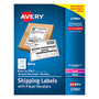 Avery; Shipping Labels With Paper Receipts, 5 1/16 inch; x 7 5/8 inch;, White, Pack Of 100