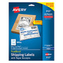 Avery; TrueBlock; White Inkjet Shipping Labels with Paper Receipt, 5 1/16 inch; x 7 5/8 inch;, Pack Of 25