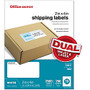 Office Wagon; Brand White Laser Shipping Labels, 2 inch; x 4 inch;, Pack Of 2500