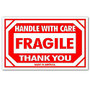 Tape Logic; Preprinted Shipping Labels,  inch;Handle With Care Fragile Thank You, inch; 3 inch; x 5 inch;, Red/White, Pack Of 500