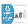 Recycle Across America Paper, Cans And Plastic Standardized Recycling Label, 8 1/2 inch; x 11 inch;, Light Blue