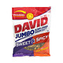 David Jumbo Sunflower Seed Pouches, Sweet And Spicy, 5.25 Oz, Box Of 12