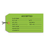 Office Wagon; Brand Prestrung Inspection Tags,  inch;Accepted, inch; 4 3/4 inch; x 2 3/8 inch;, Green, Box Of 1,000