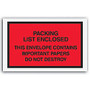 Packing List Envelopes, 7 inch; x 6 inch;, Red, Pack Of 1,000