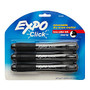 EXPO; Click Dry-Erase Markers, Chisel Tip, Black, Pack Of 3