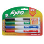 EXPO; Magnetic Dry Erase Markers With Eraser, Fine Tip, Assorted Ink Colors, Pack Of 4