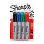 Sharpie; Chisel-Tip Permanent Markers, Assorted, Pack Of 4