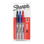 Sharpie; Retractable Permanent Markers, Fine Point, Assorted, Pack Of 3