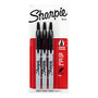 Sharpie; Retractable Permanent Markers, Fine Point, Black, Pack Of 3
