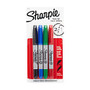 Sharpie; Twin-Tip Permanent Markers, Assorted Basic Colors, Pack Of 4
