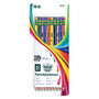 Ticonderoga; Striped Wood Pencils, 7.1 mm, #2 Soft Lead, Assorted Colors, Pack Of 10